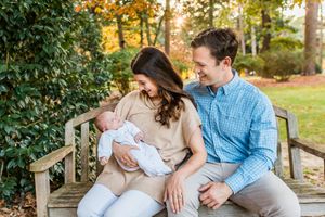 southern pines family and newborn baby